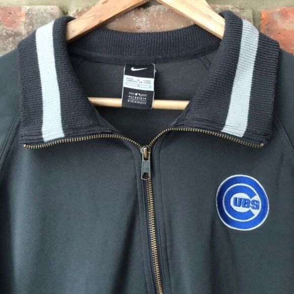 Nike Chicago Cubs Large Long Sleeve Zip Up Jacket Logo Vintage Retro Baseball - Picture 2 of 6